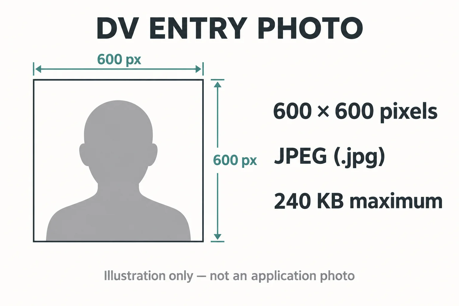 DV entry photo file requirements: 600 by 600 pixels, JPEG format and 240 KB maximum