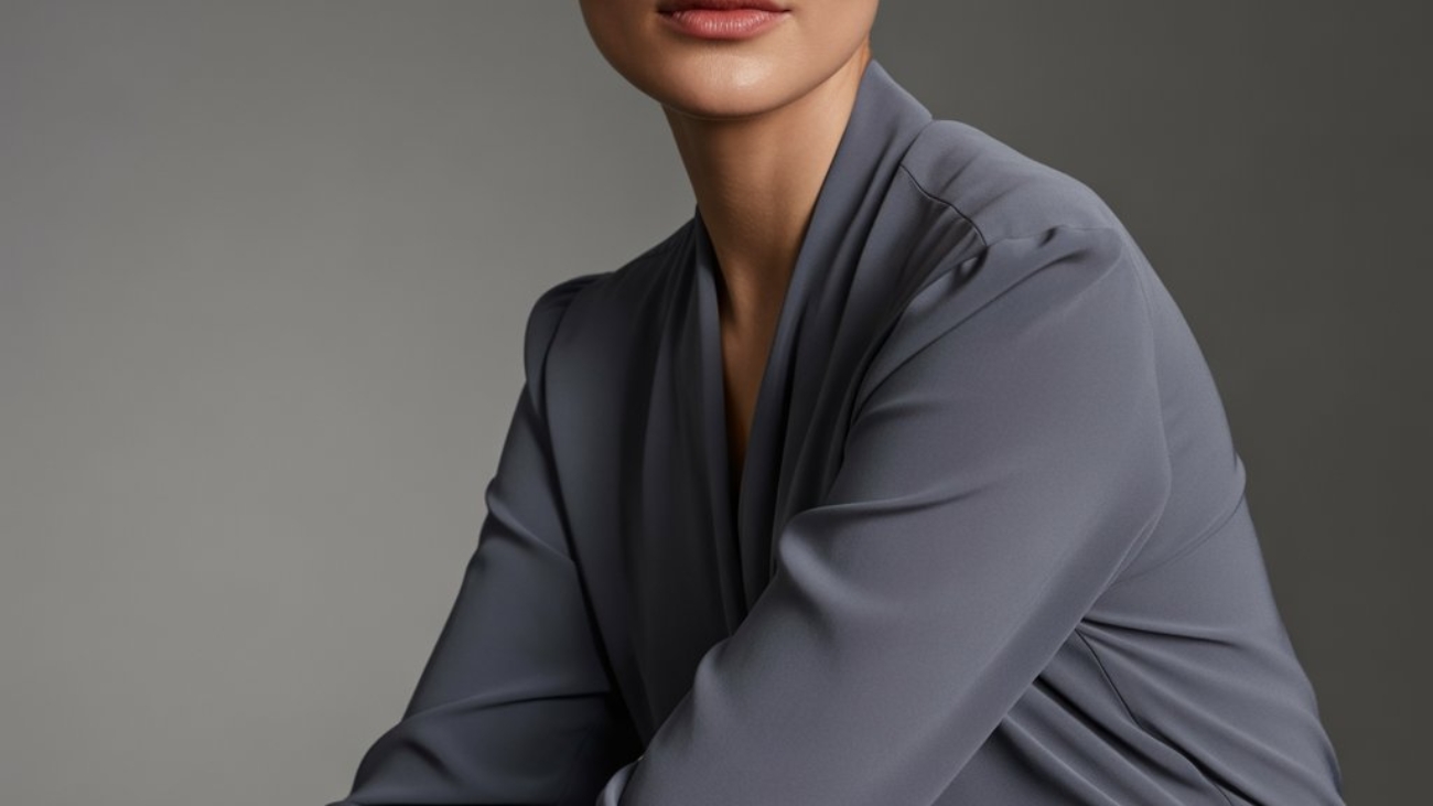 Client reviewing portrait photos on camera screen in a professional photography studio in the GTA