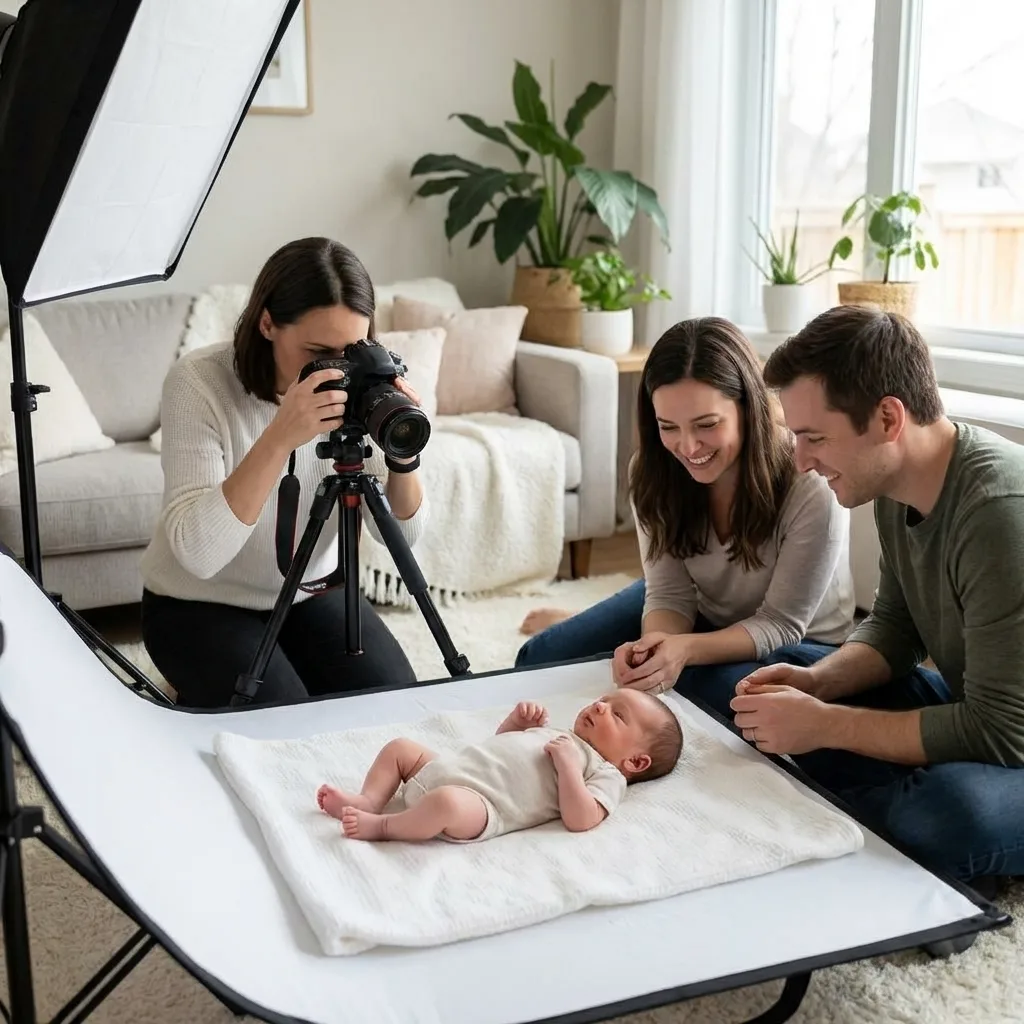 Professional at-home newborn passport photo session in Toronto