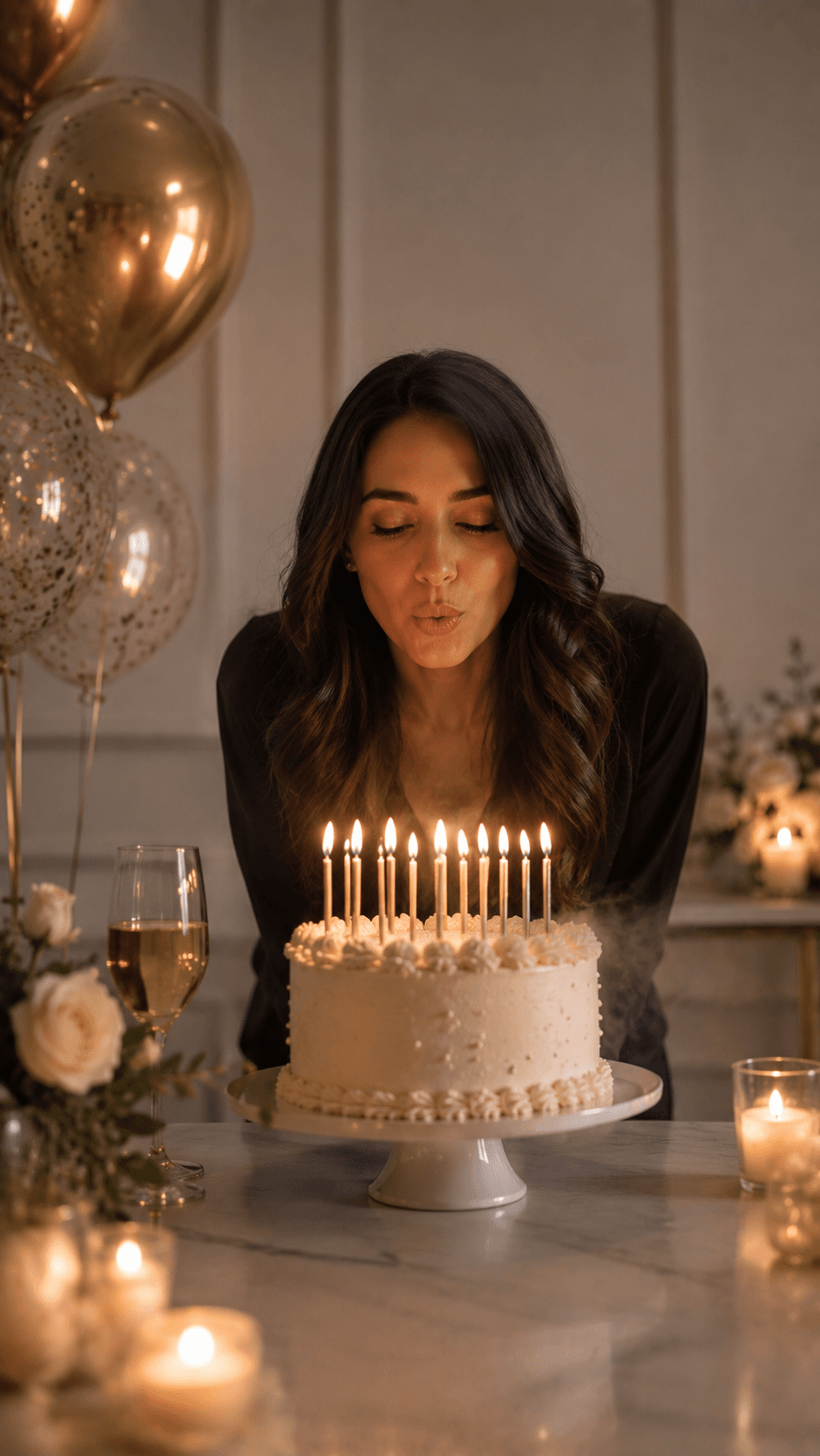 Elegant adult birthday photography with cake and warm studio lighting in Toronto