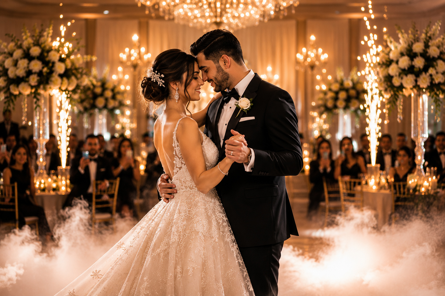 Bride and groom photography with cinematic lighting