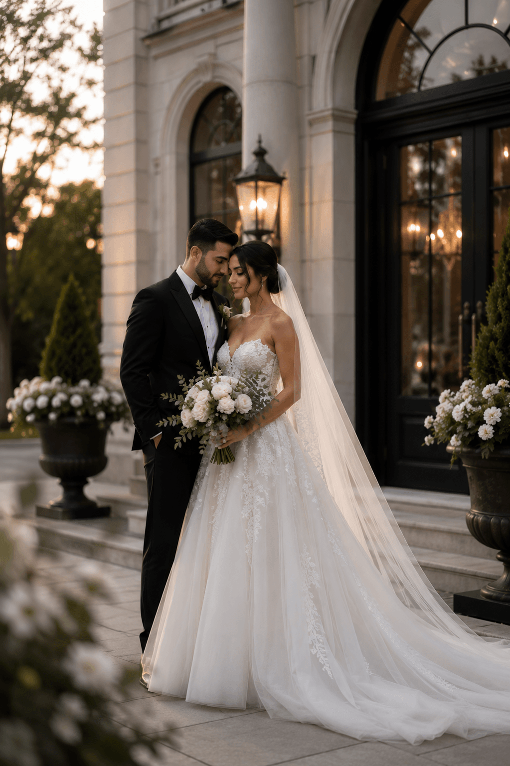 Romantic wedding portrait captured with natural light at a Toronto area venue