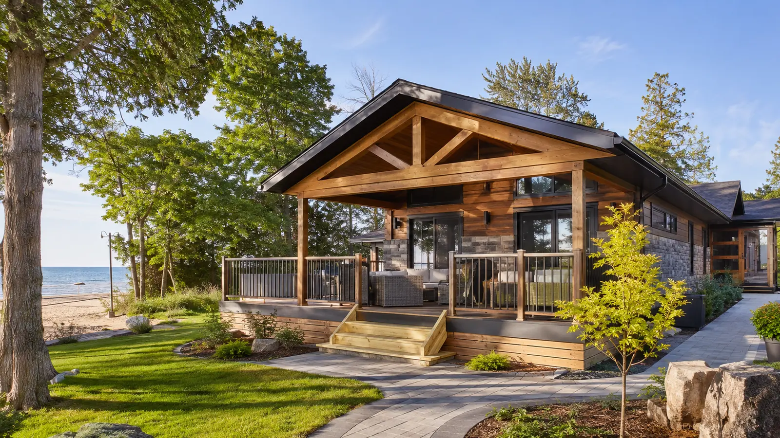 Modern vacation rental cottage prepared for professional Airbnb photography