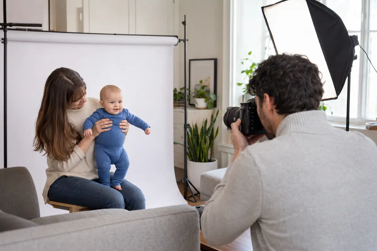 Clothing for a Canadian baby passport photo at home