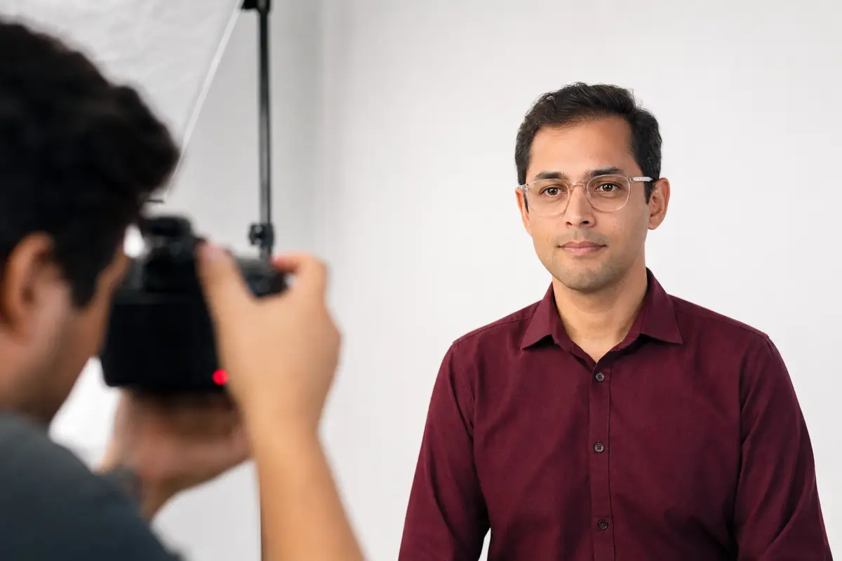 Clear glasses without glare for a Canadian passport photo