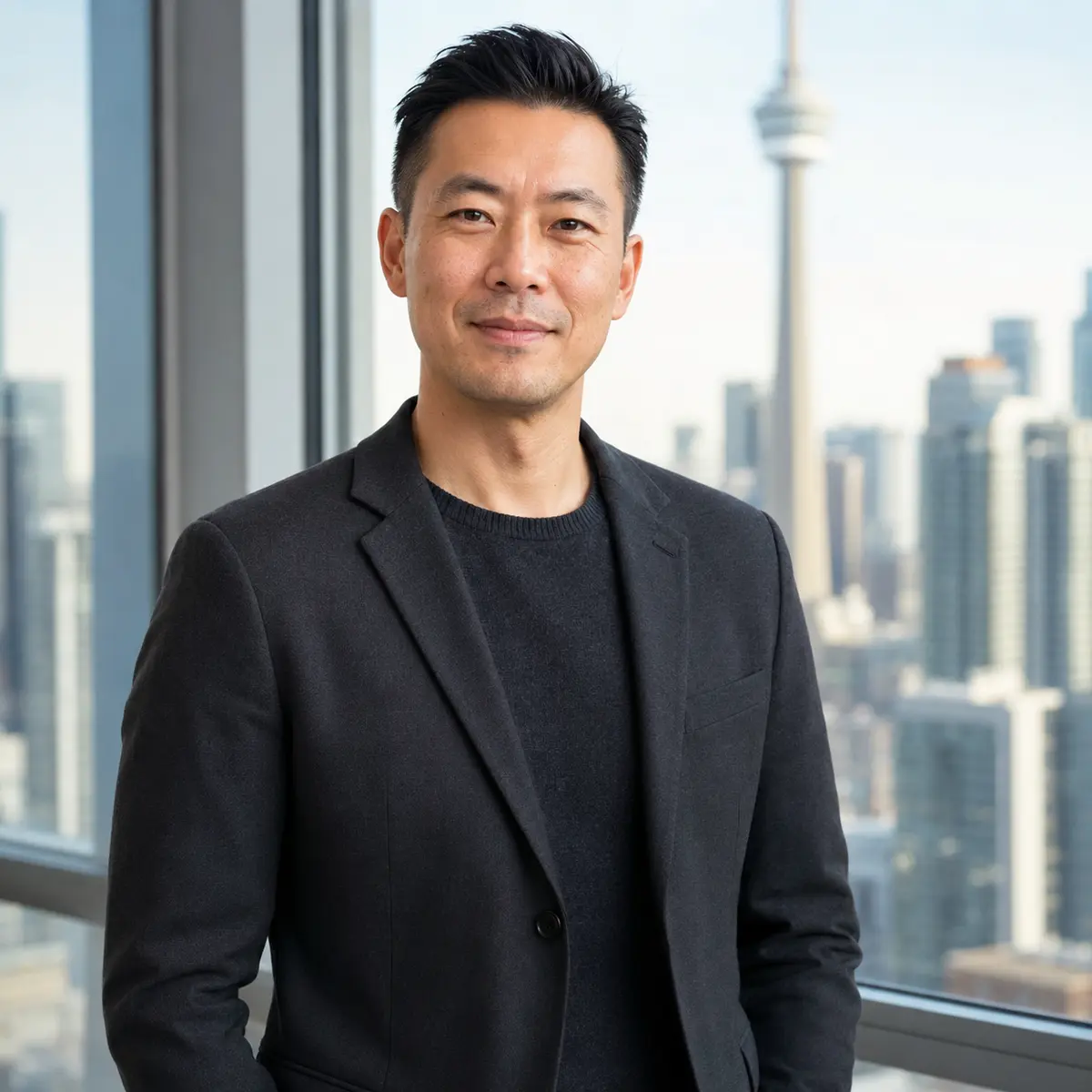 Professional LinkedIn headshot photographed in Toronto
