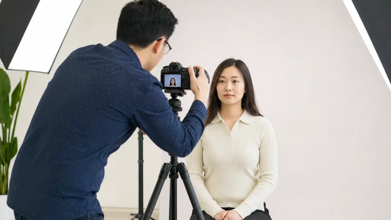 Professional passport and visa photography session in a North York studio