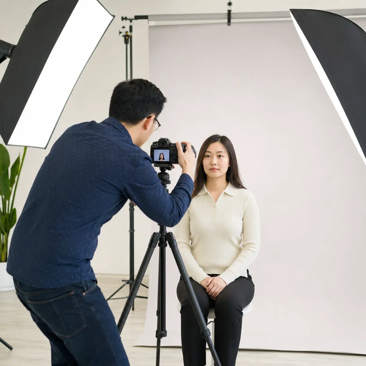 Professional passport and visa photography session in a North York studio