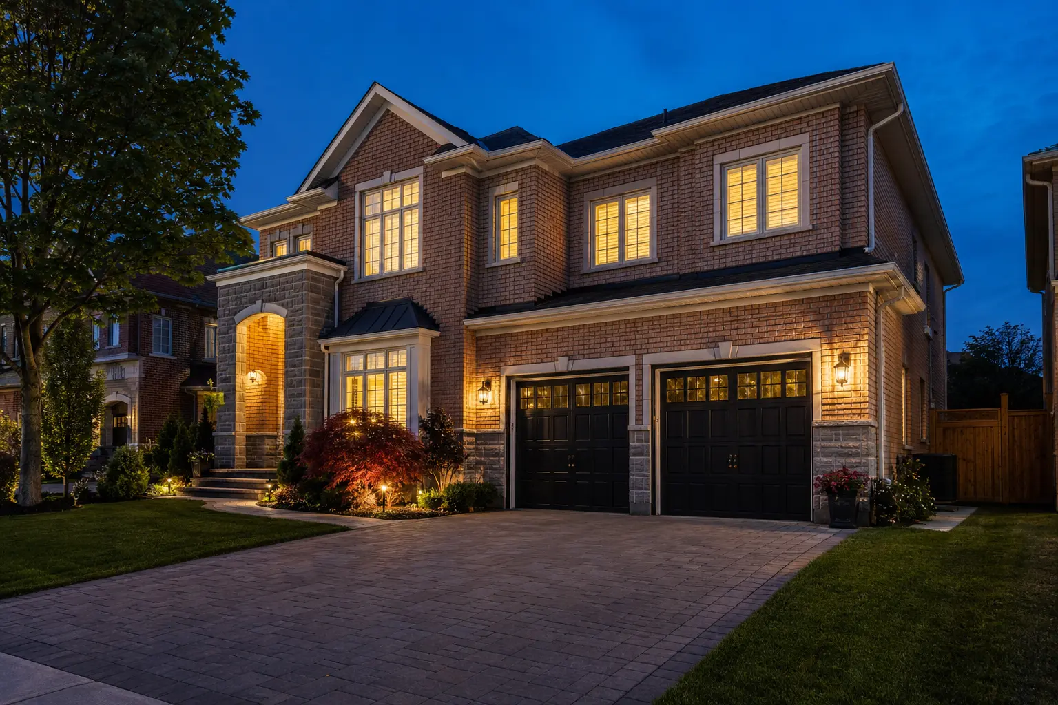 Twilight exterior real estate photography for a Richmond Hill home