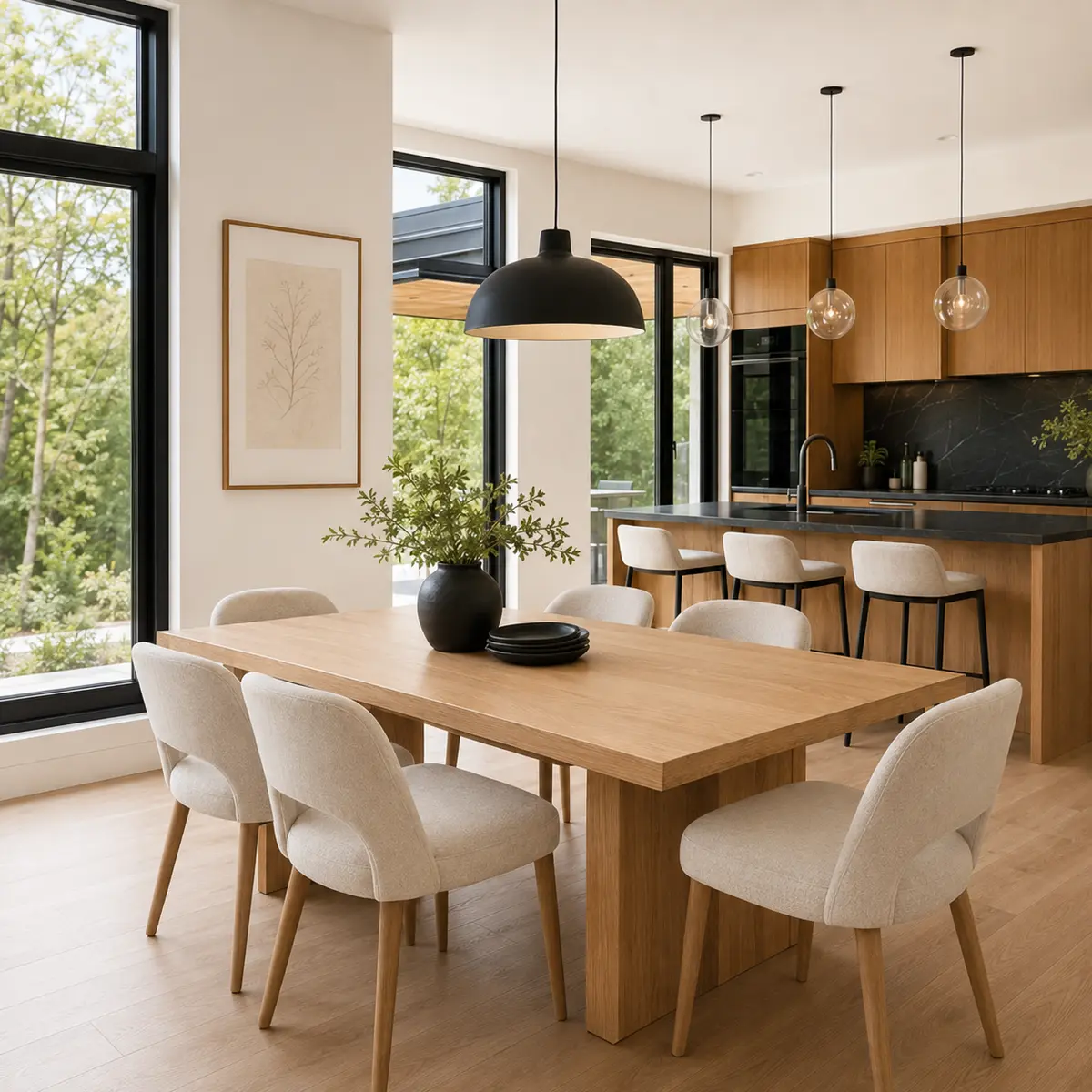 Inviting dining area prepared for a professional Airbnb photo shoot
