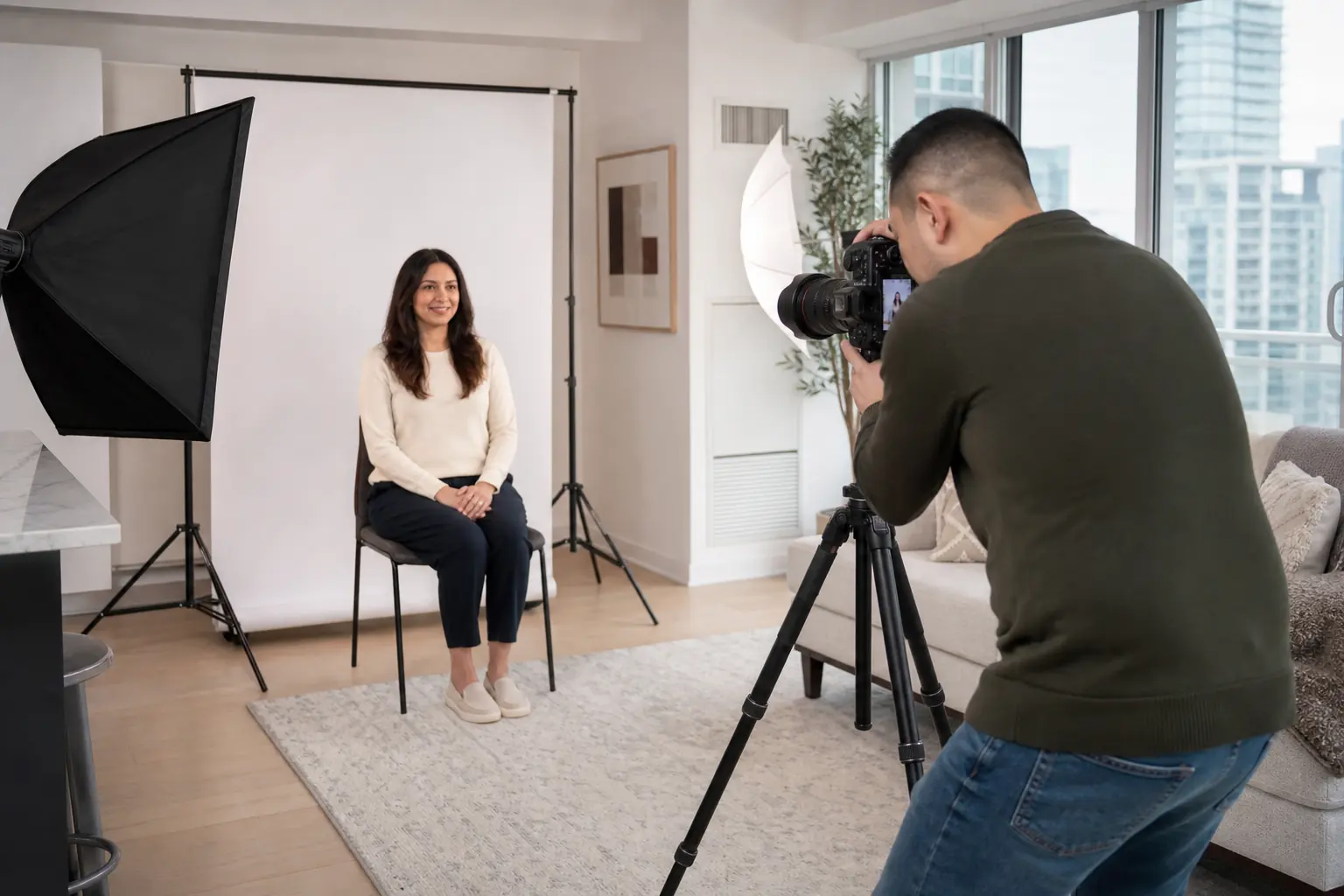 Professional photographer providing an at-home passport photo service in Toronto