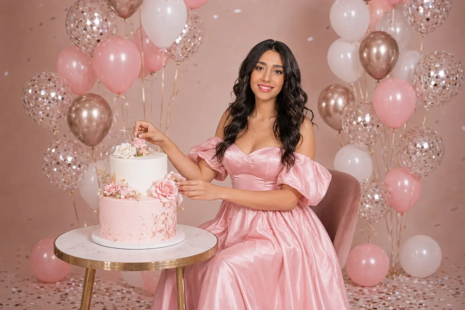 Adult birthday cake photoshoot in a professional Toronto photography studio