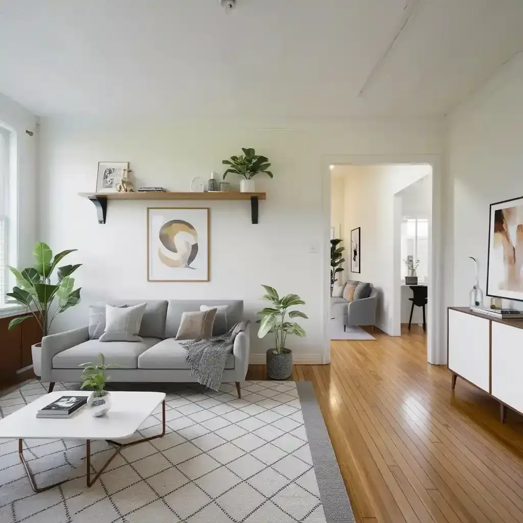 Bright staged home interior prepared for professional real estate photography