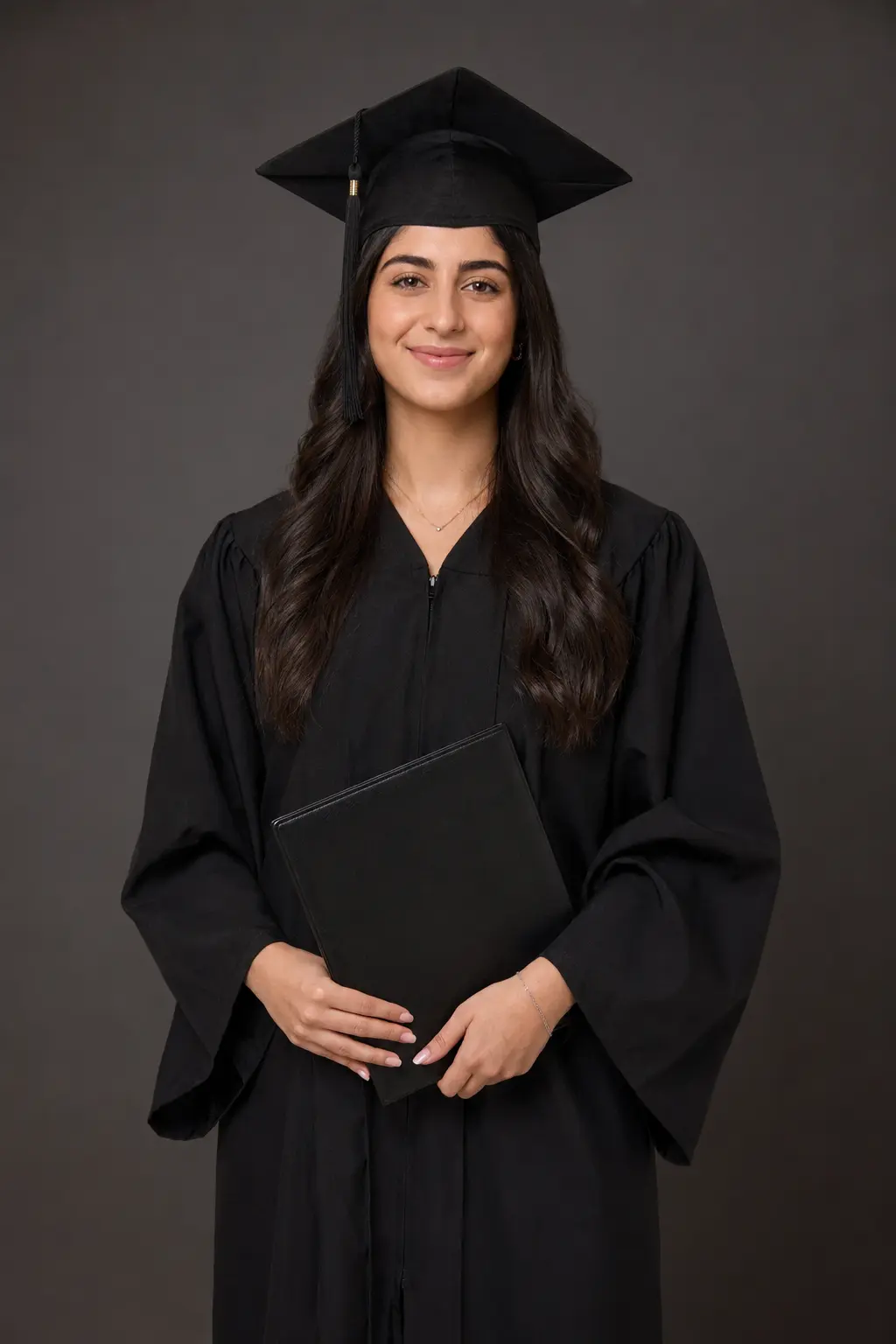 Female graduate posing for a professional studio portrait in Toronto