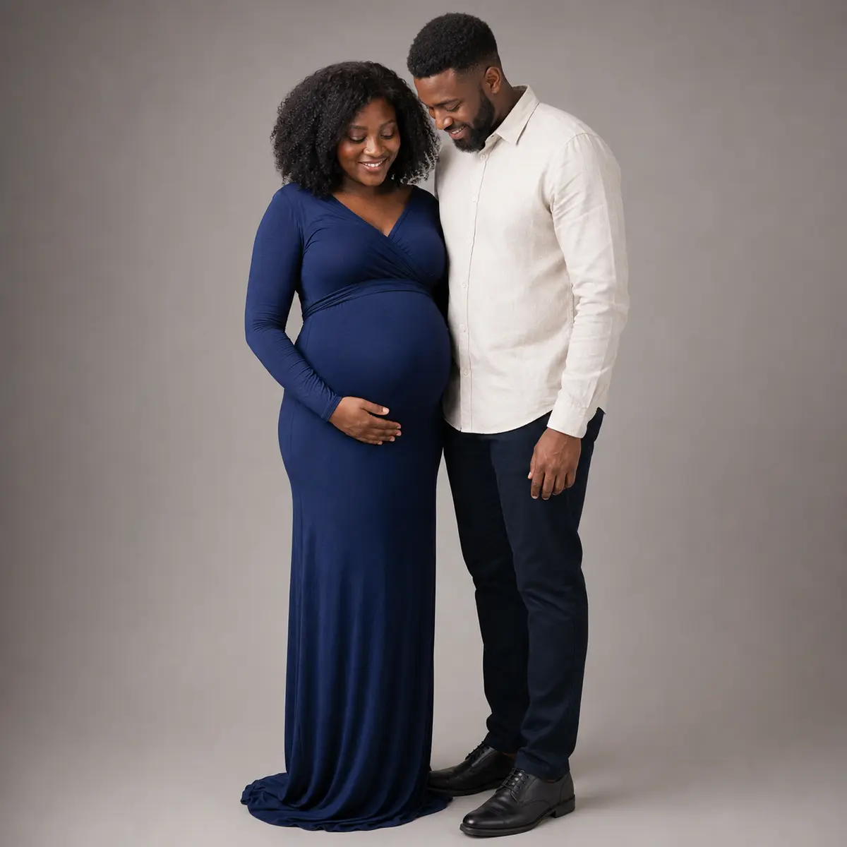 Studio maternity couple portrait photographed in Markham