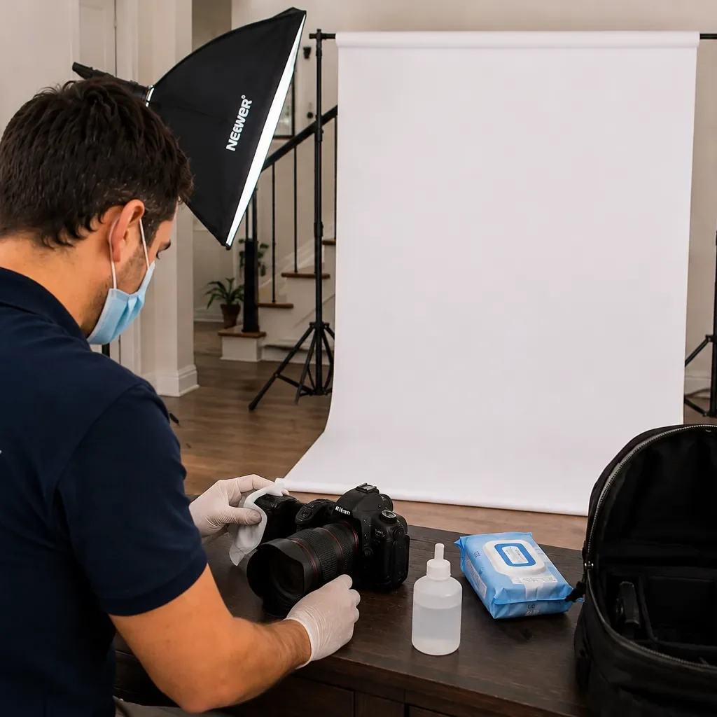Clean mobile newborn passport photo setup in a Toronto home