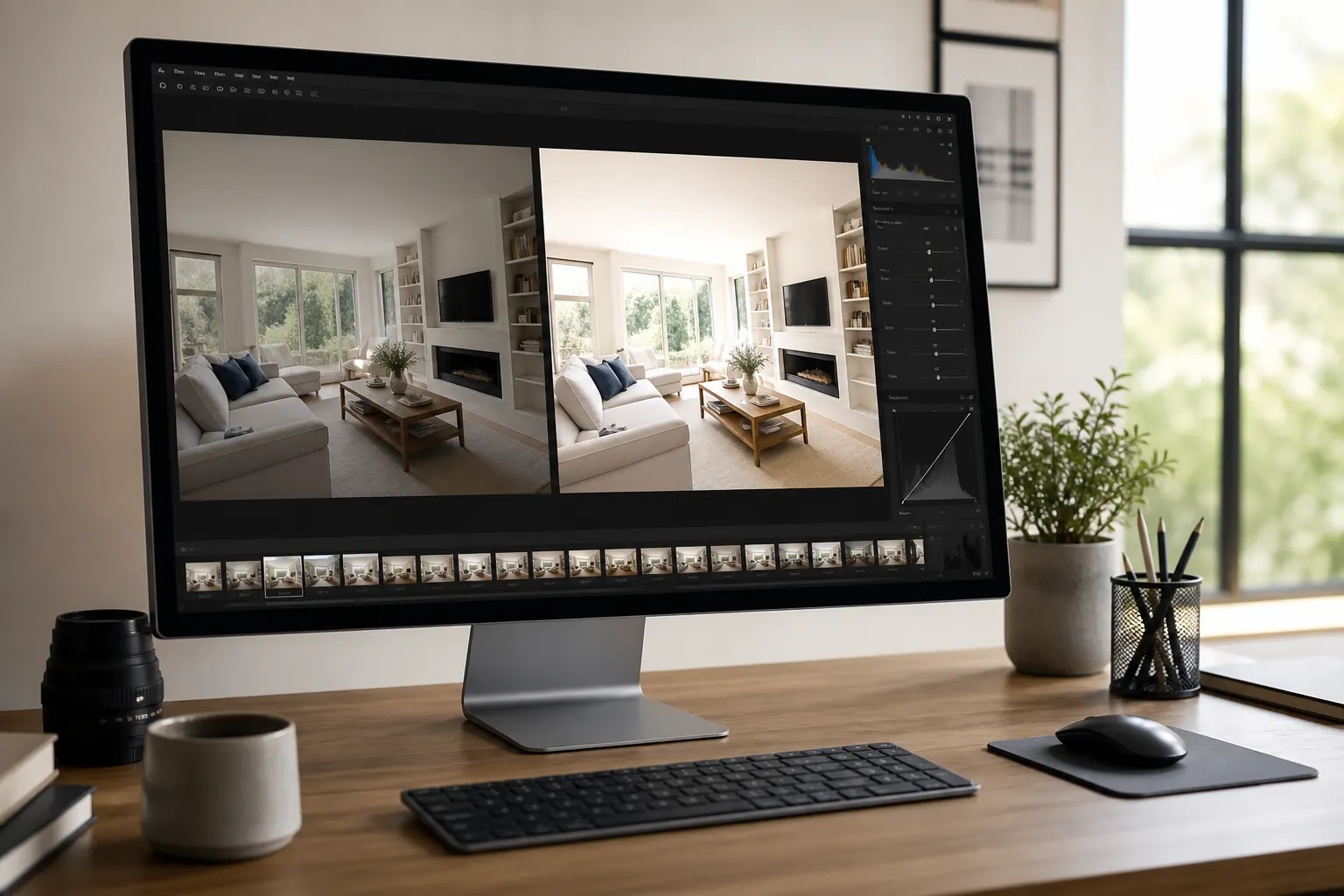Real estate photo editing with natural exposure and accurate interior colours