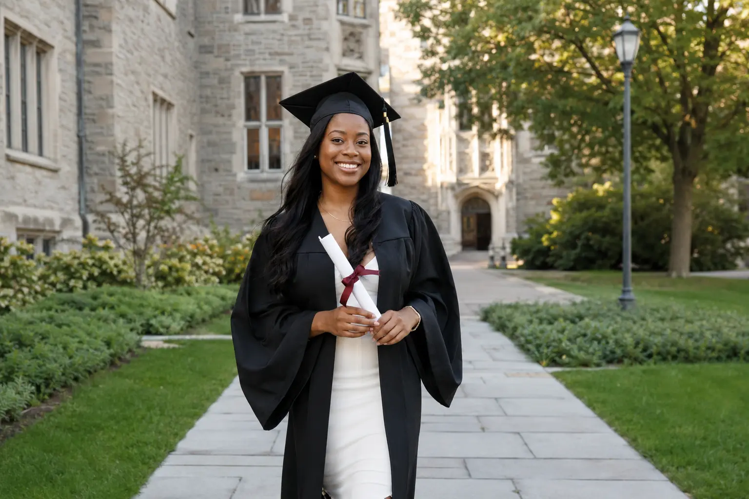 Outdoor graduation photography session on a Toronto-area university campus