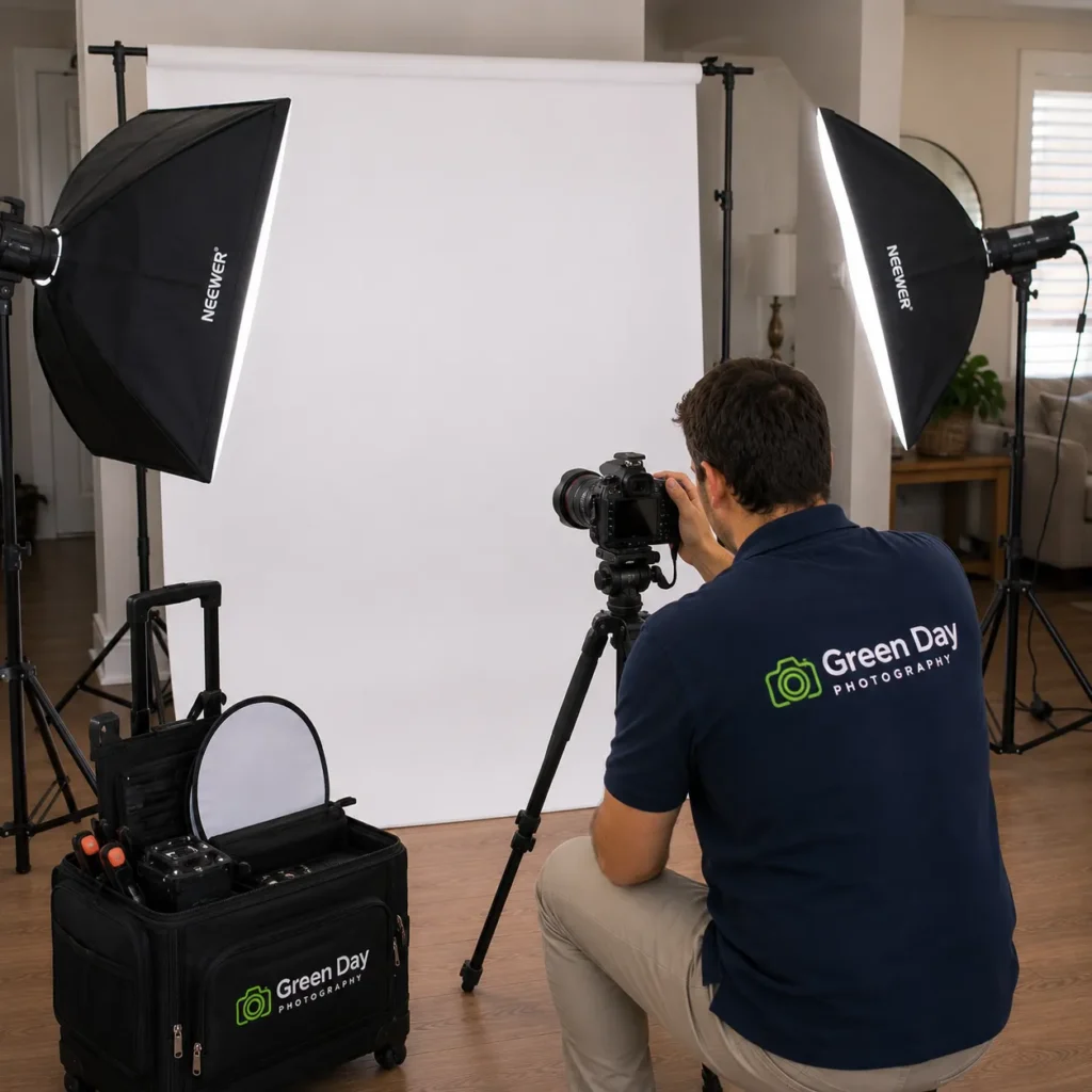 Professional newborn passport photography equipment and lighting