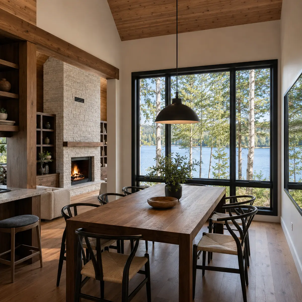 Dining room overlooking an Ontario lake in professional property photography