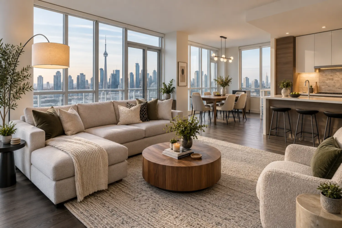 Professionally staged Toronto Airbnb condo photographed for a listing