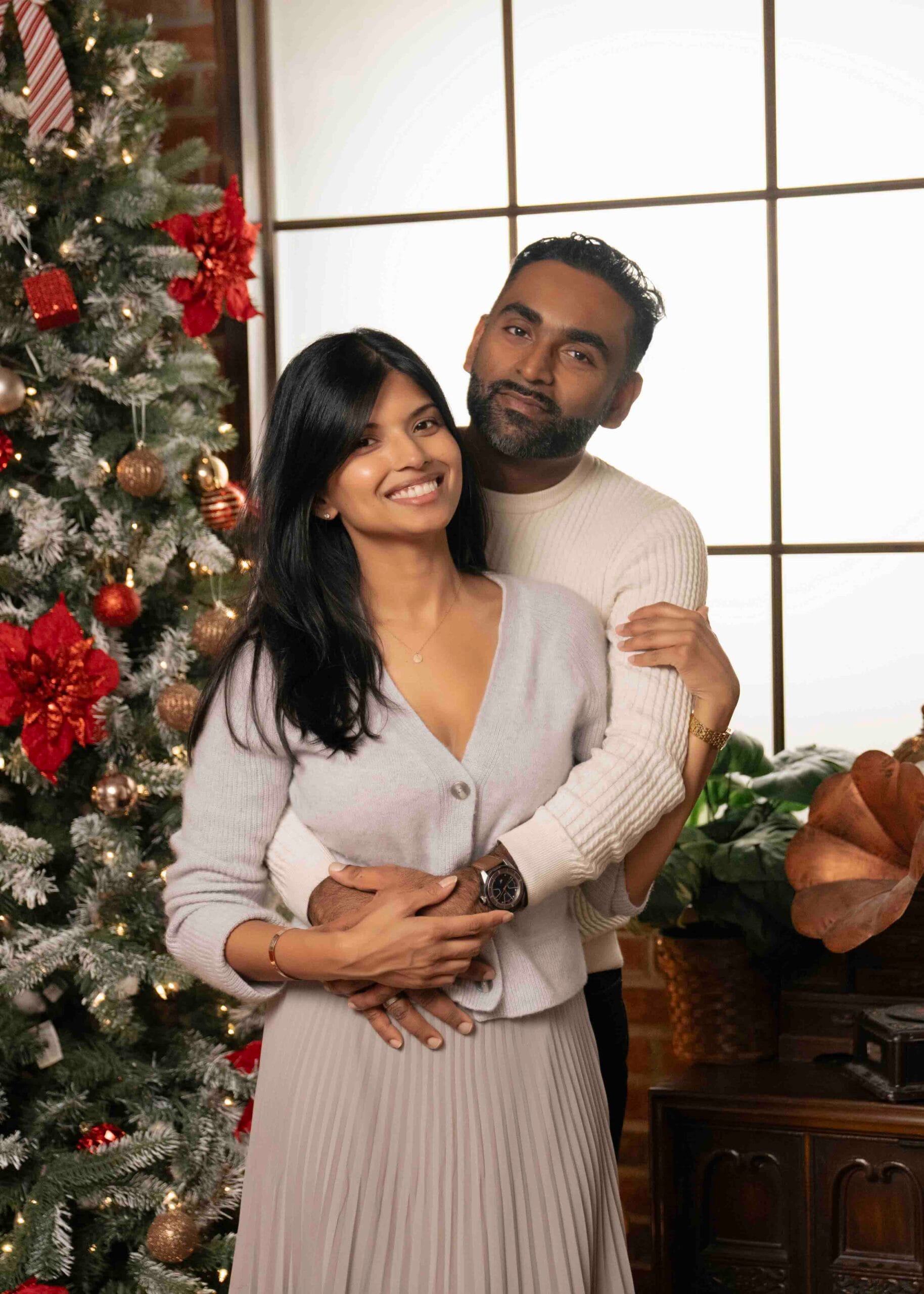Couple celebrating the holidays with a Christmas portrait session in Toronto