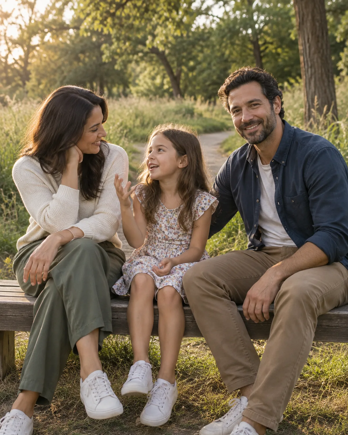 Relaxed family lifestyle portrait in a Toronto-area park