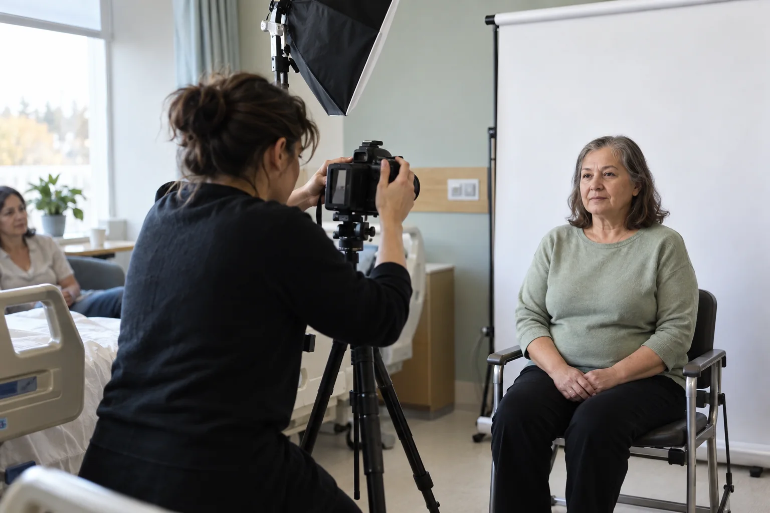 Mobile Ontario Photo ID photography service for a client in a hospital room