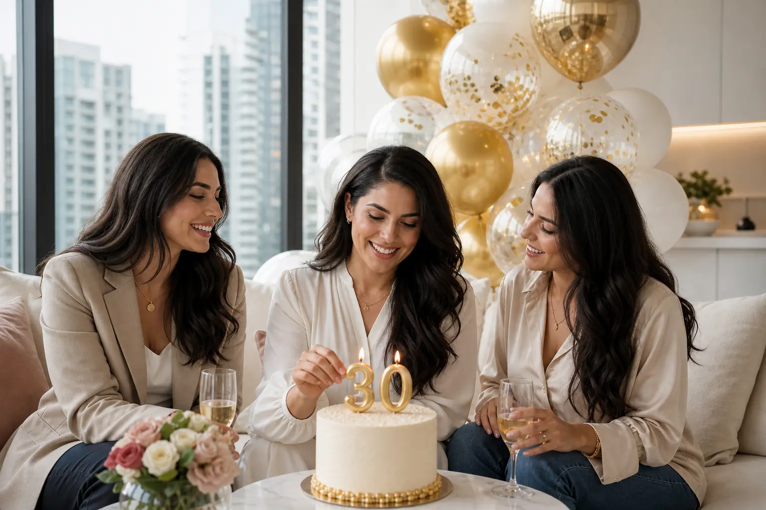 Iranian friends celebrating a 30th birthday in a Toronto condo