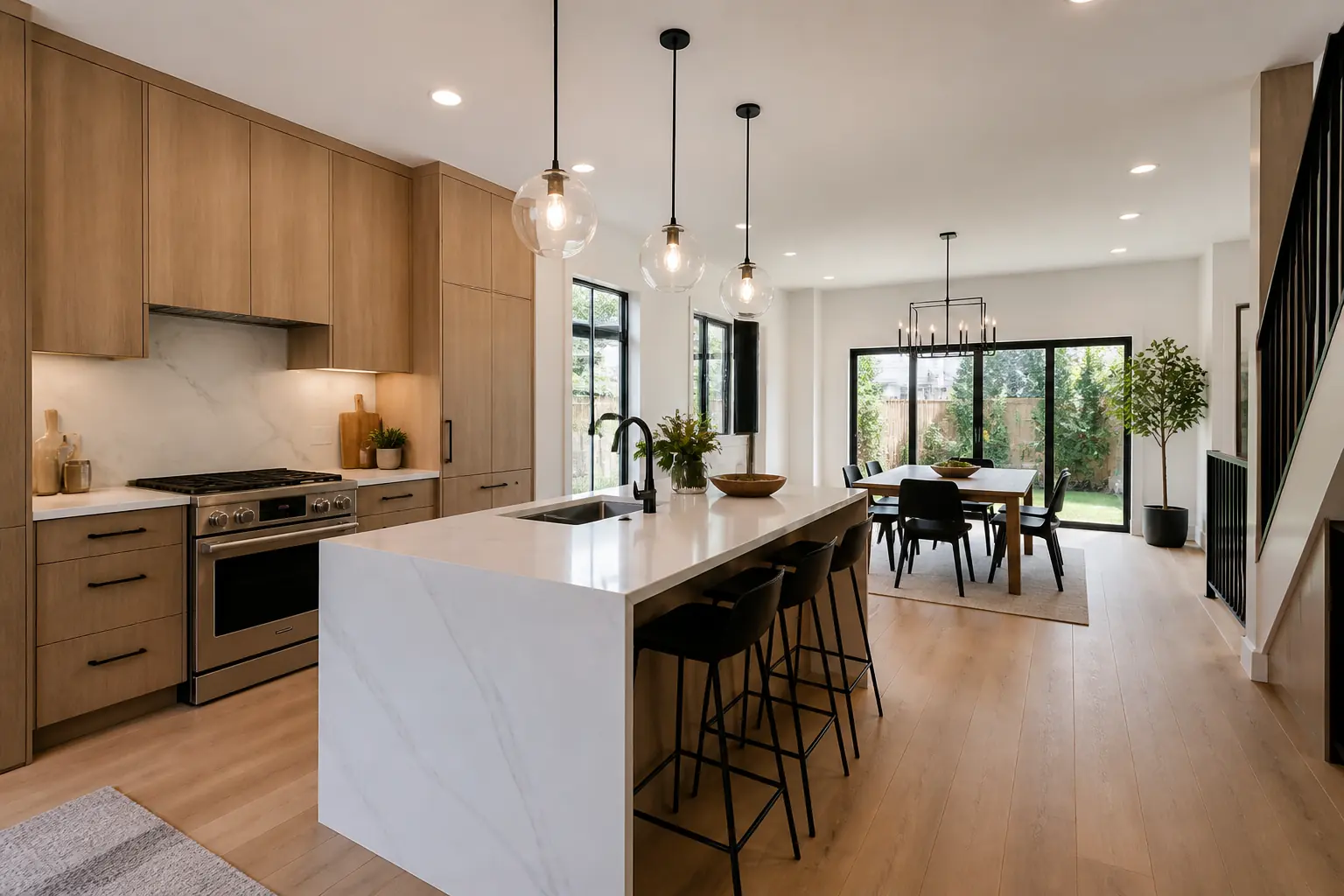 Modern kitchen and dining room photographed for a GTA real estate listing