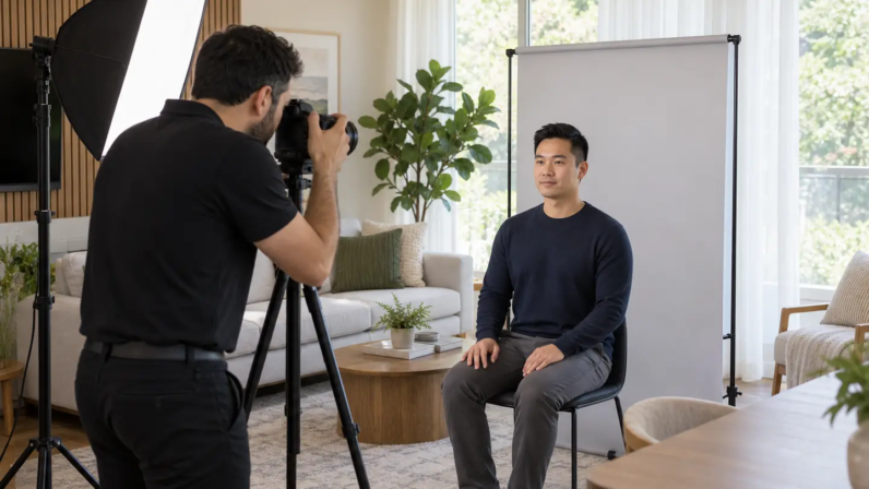 Mobile passport photo service in Toronto during an at-home appointment