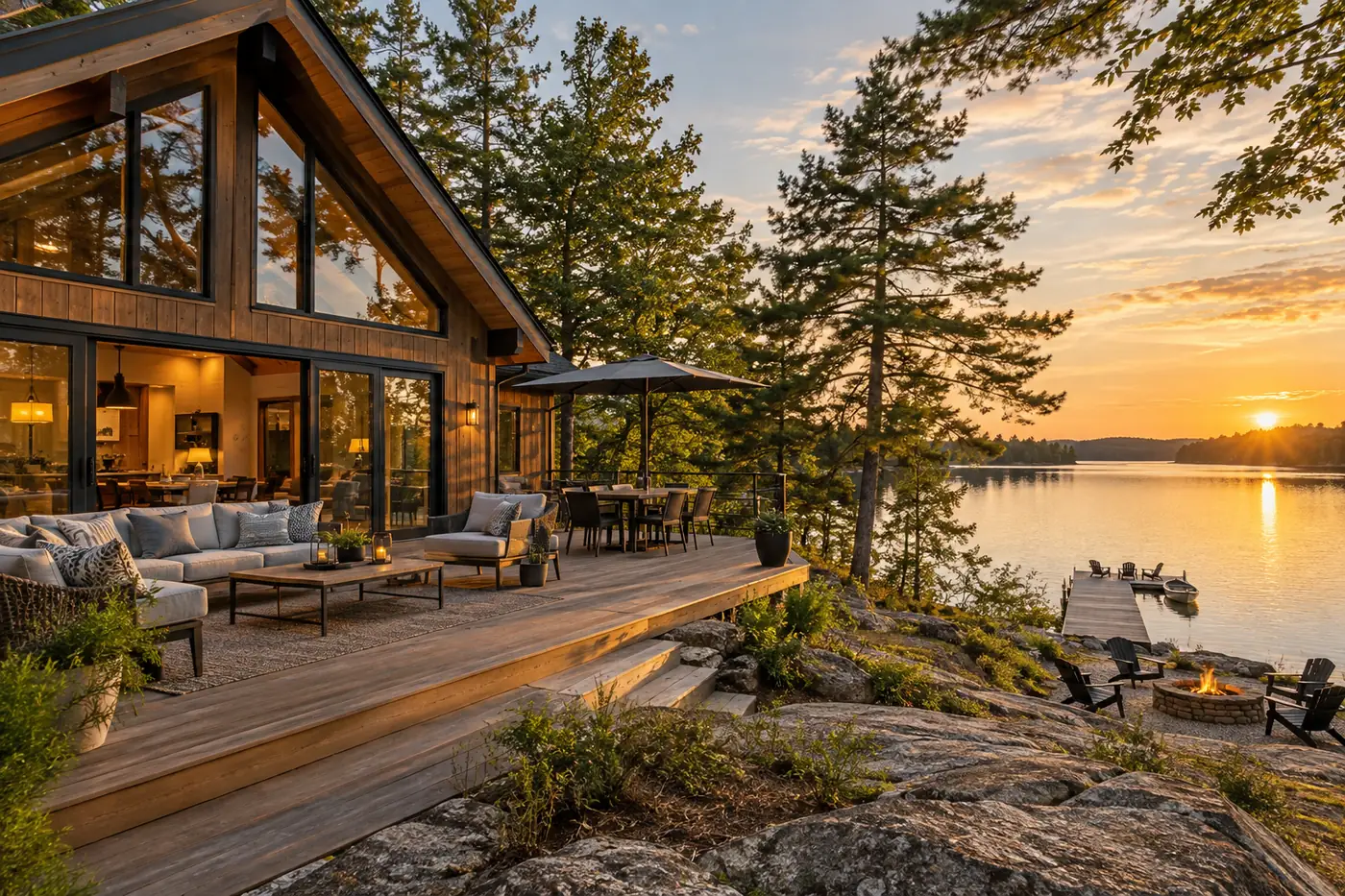 Professional Airbnb photography of an Ontario lakefront cottage