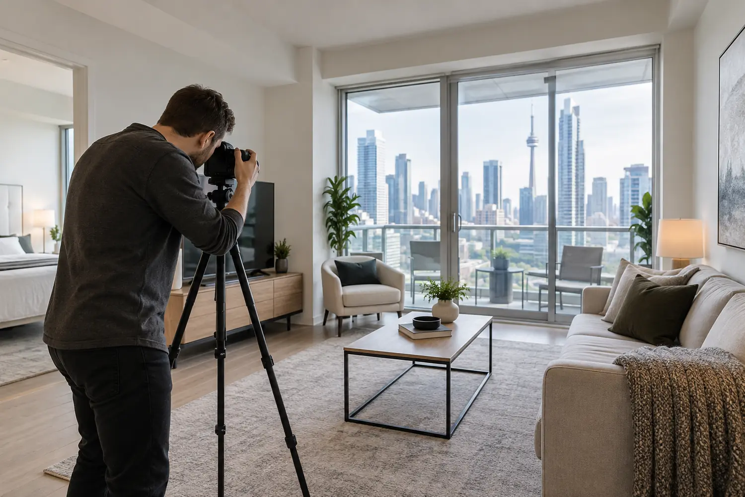 Airbnb photographer capturing a Toronto condo interior