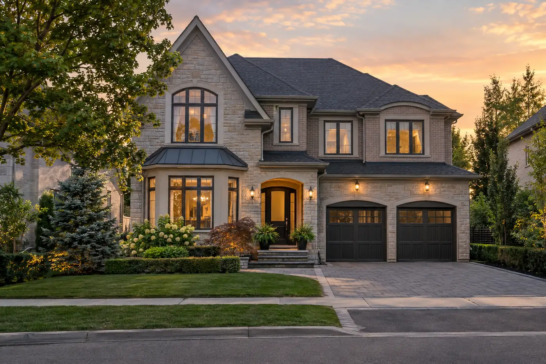 Professional real estate photography of a detached home in Markham at golden hour