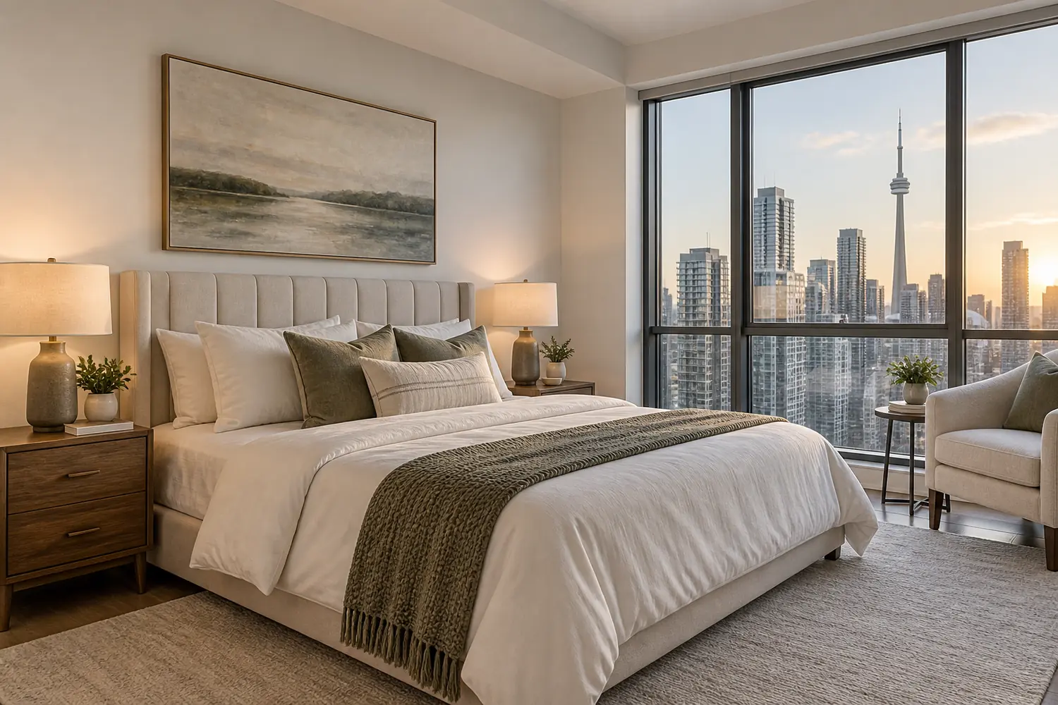 Airbnb bedroom photography in a downtown Toronto condo