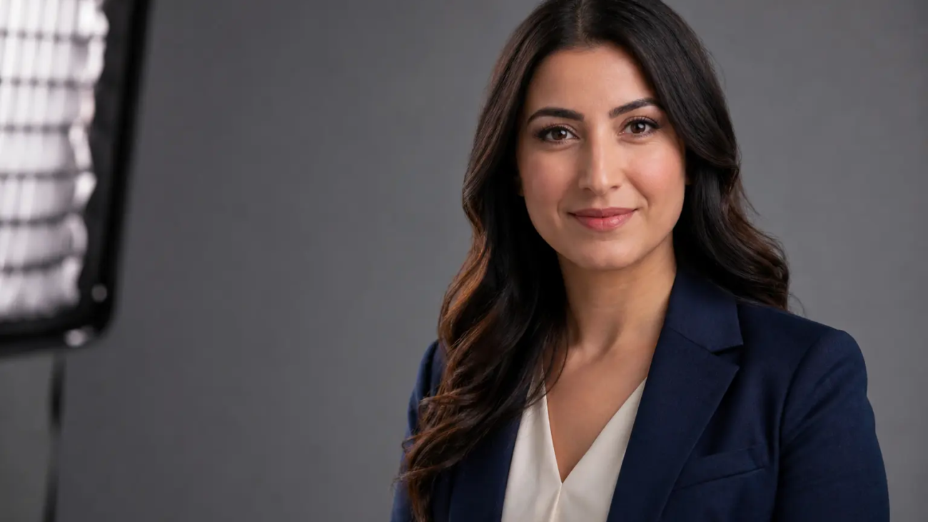 Professional headshot photographer in Toronto creating a polished executive portrait