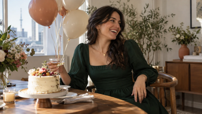 Natural birthday celebration portrait in Toronto