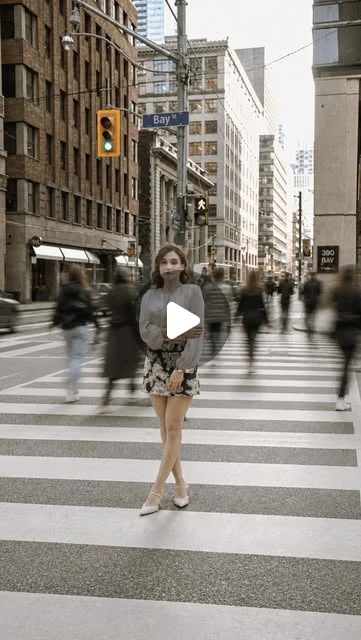 Street style portrait session on Bay Street in downtown Toronto